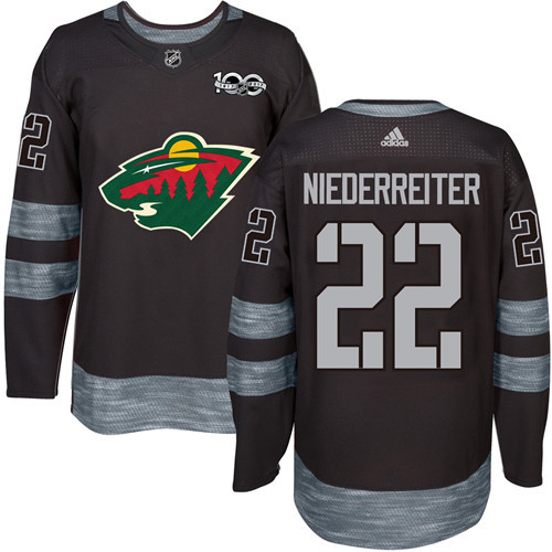 Adidas Wild #22 Nino Niederreiter Black 1917-100th Anniversary Stitched NHL Jersey